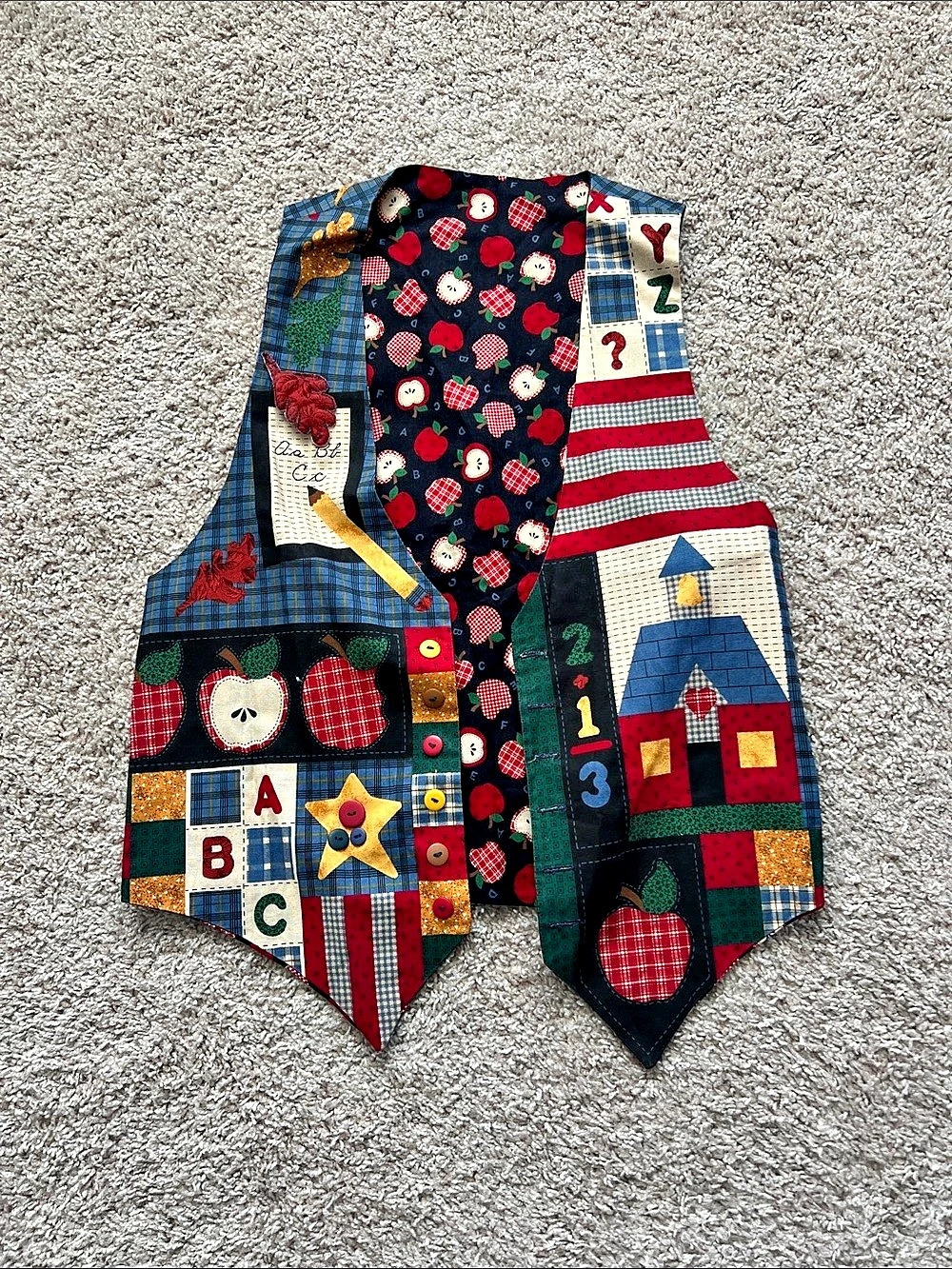 Vintage Handmade Reversible Apple Print and Fall Lead Vest
